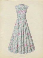 Maxi Cotton Dress, Sleeveless, V Neck, Floral, Lace, Vacation, Vintage, Apricot