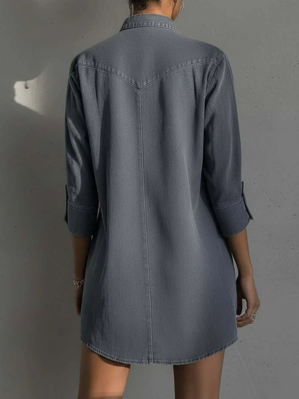 Dark Gray Lace-Up Denim Mini Dress