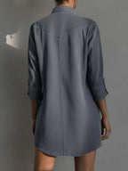 Dark Gray Lace-Up Denim Mini Dress