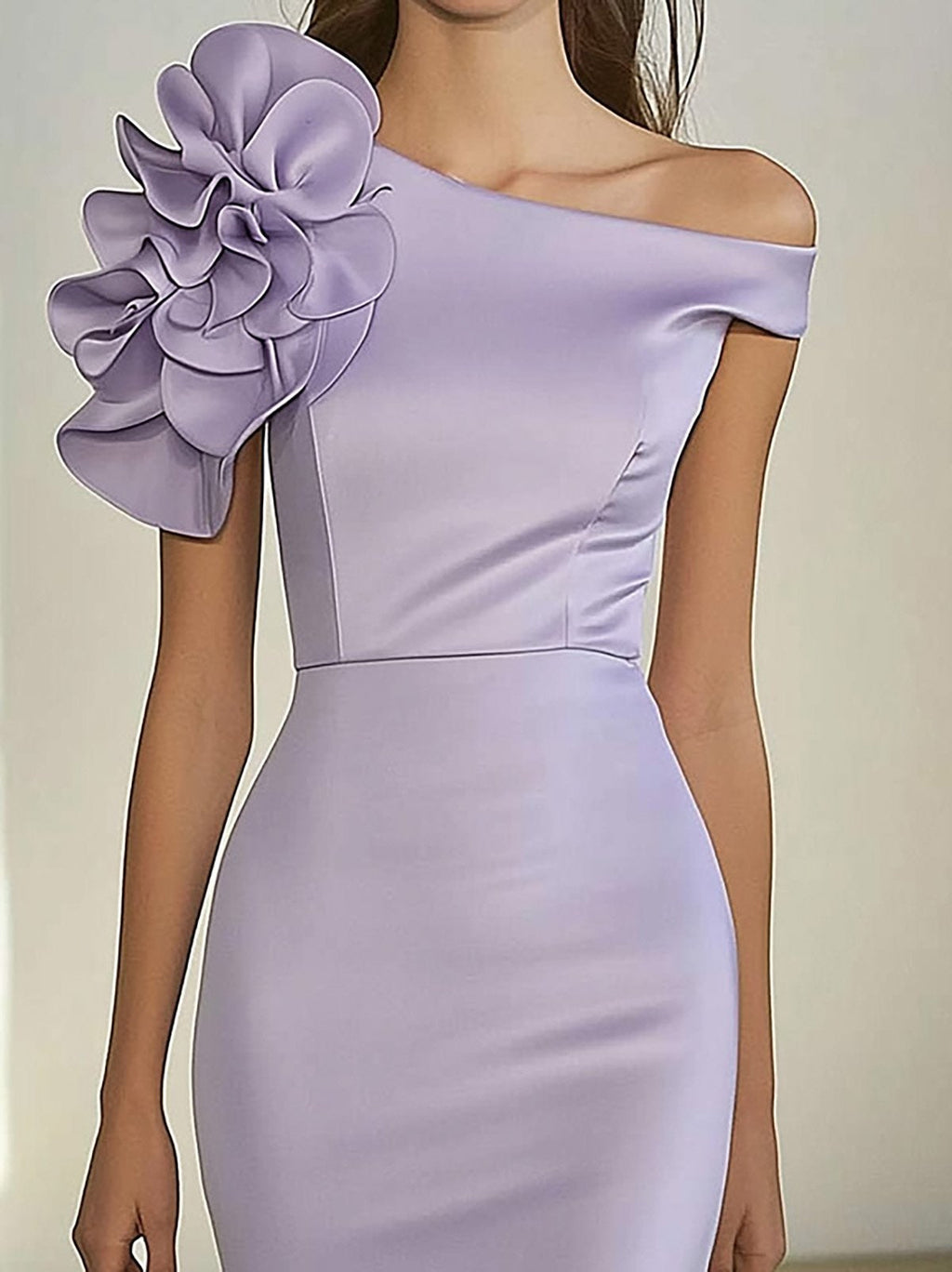 Glamorous Lavender Mermaid Dress with Floral Detail
