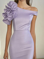 Glamorous Lavender Mermaid Dress with Floral Detail
