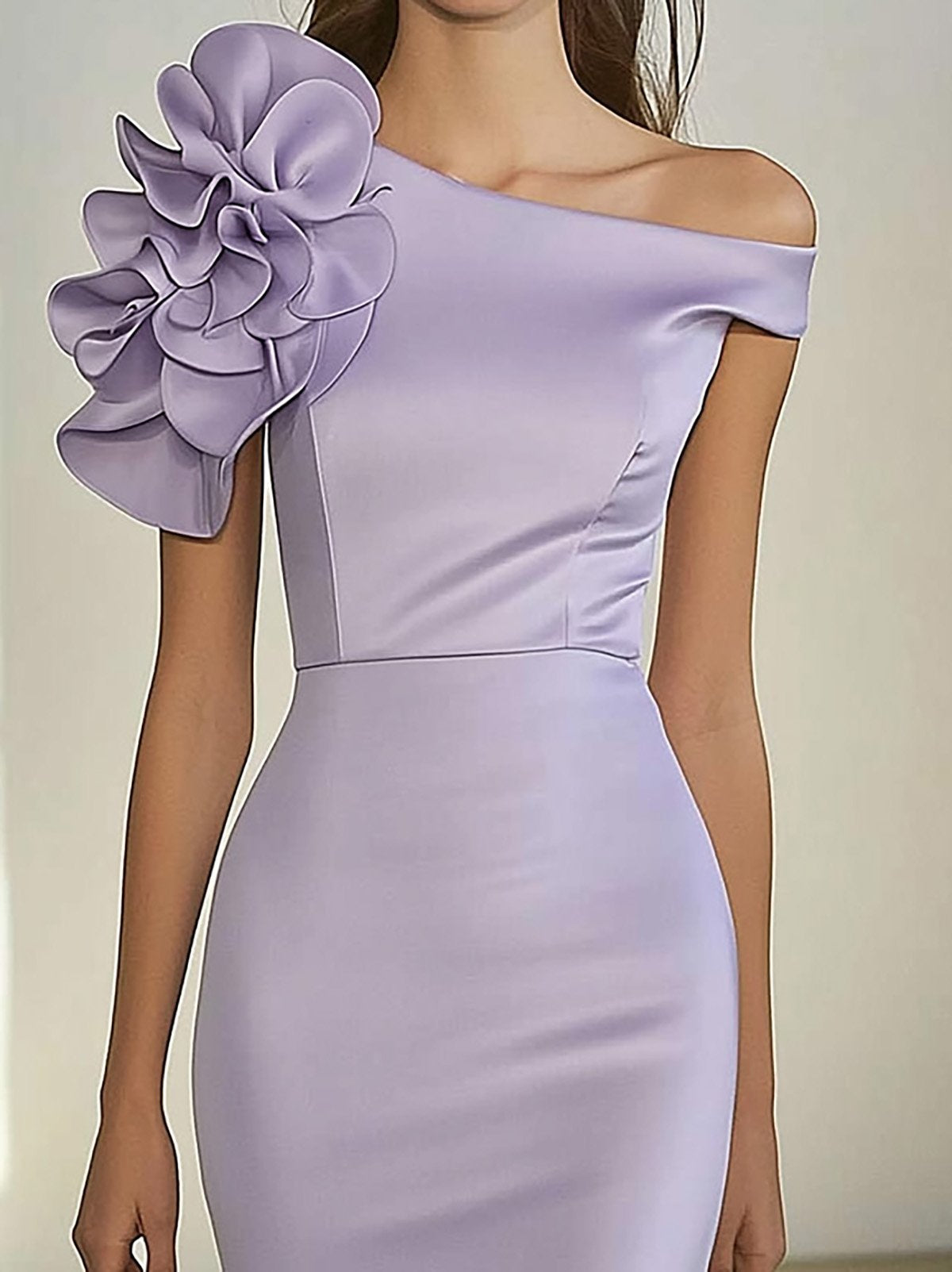 Glamorous Lavender Mermaid Dress with Floral Detail