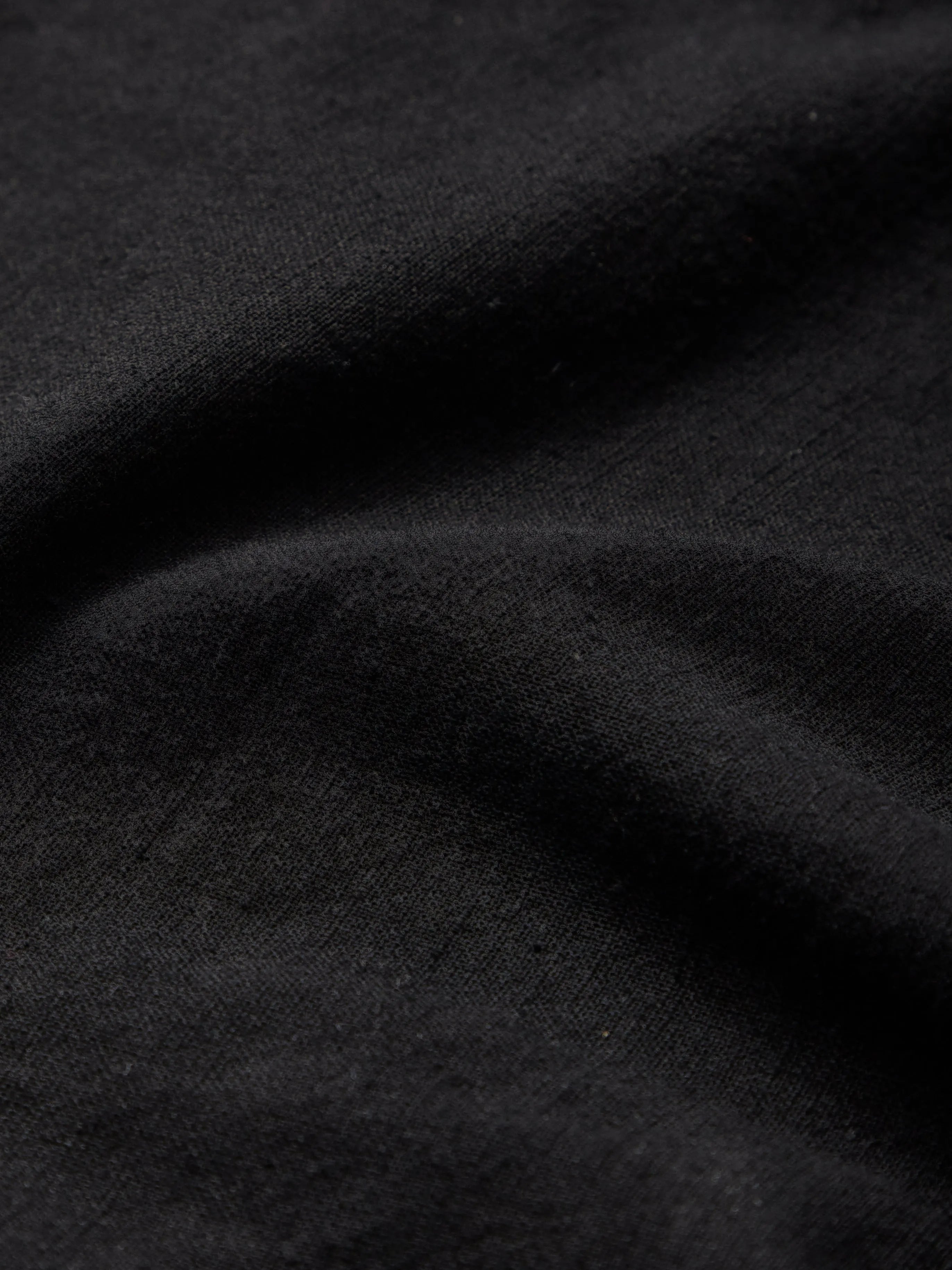 Maxi Linen Dress, Half Sleeve, V Neck, Plain, Button Design, Vintage, Black