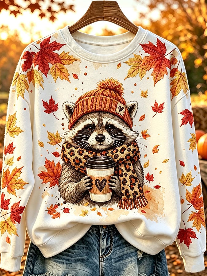 Women's Casual Printed Long-Sleeve Sweatshirt