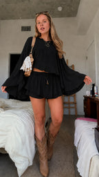 Ruffle Sleeve Chiffon Two-Piece Set