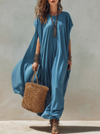Bohemian Lake Blue Flowing Long Dress