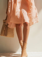 Blush Pink 3D Floral Cotton Mini Dress