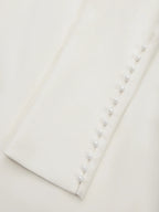 Cream White Bow Long Sleeve Sheath Midi Dress
