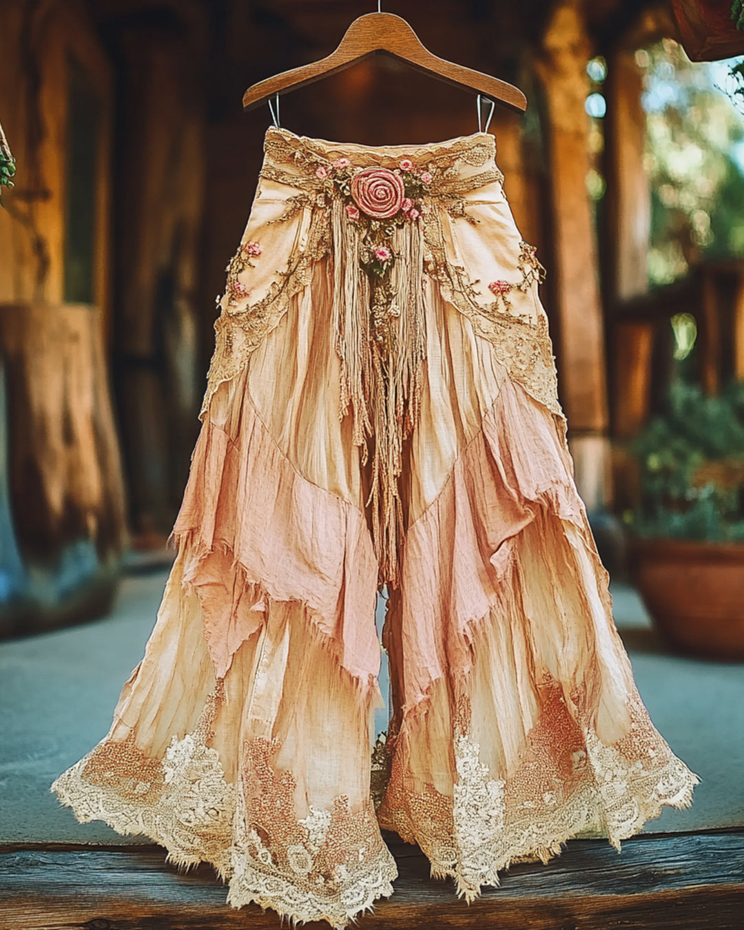 Summer Vacation Ruffle  Lace Patchwork Pant ccdb