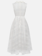 White Shirt Dress Shirt Collar Sleeveless A-Line Midi Dress