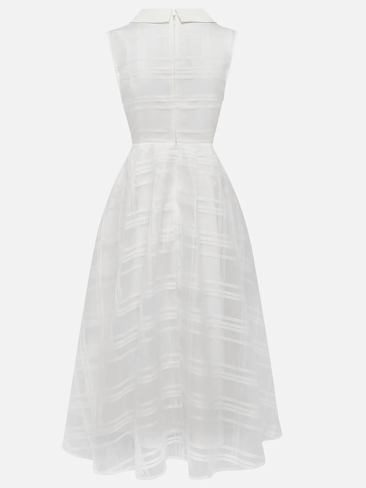 White Shirt Dress Shirt Collar Sleeveless A-Line Midi Dress