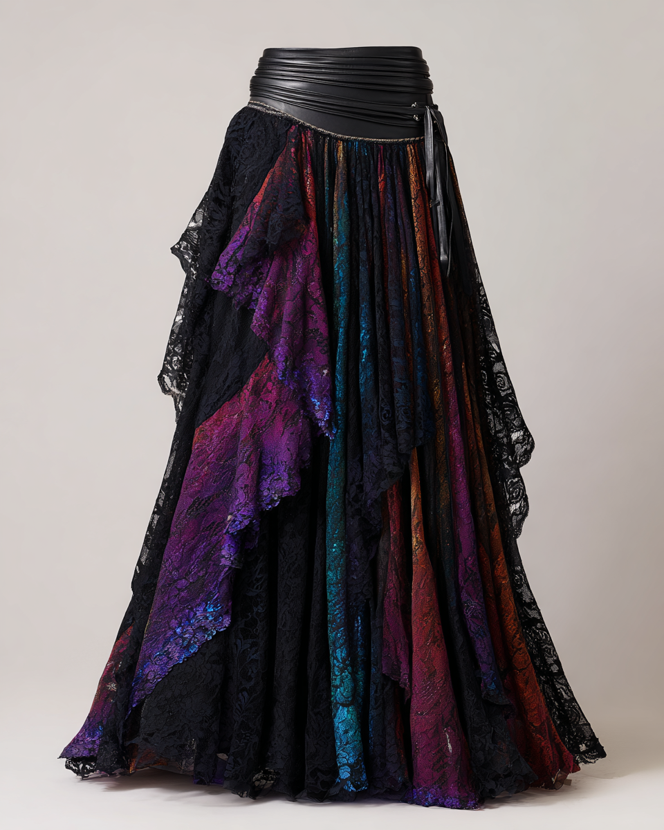 Elegant Patchwork Lace Skirt  52d8