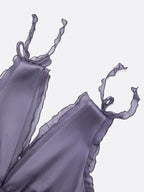 Deep Purple Ruffled Chiffon V Neck Sleeveless A-Line Gown Dress