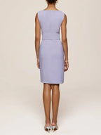 Lavender Purple Rhinestone Classic Boat Neck Sleeveless Sheath Midi Dress