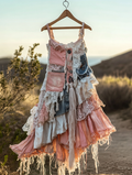 Summer Handmade Lace Denim Patchwork Dress 1ee0