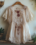 Summer Vacation Ruffle  Lace Patchwork Top  97df