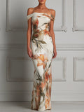 Sculpted Floral Print Off-the-Shoulder Maxi Dress