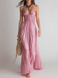 Holiday Pleated Halter Maxi Dress