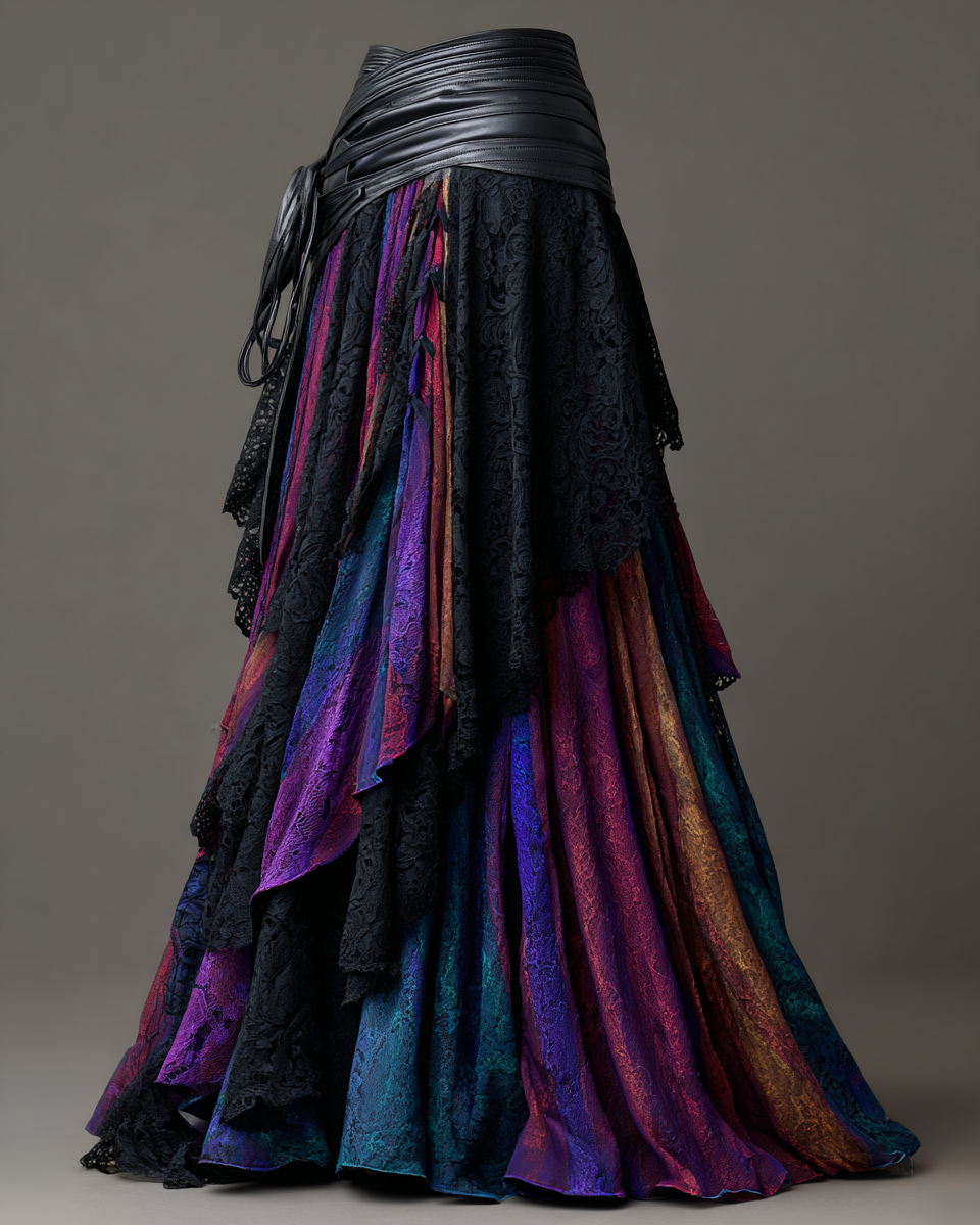 Elegant Patchwork Punk Skirt  1604