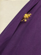 Maxi Cotton Dress, Half Sleeve, Turtleneck, Plain, Button Design, Vintage, Deep Purple, Halloween