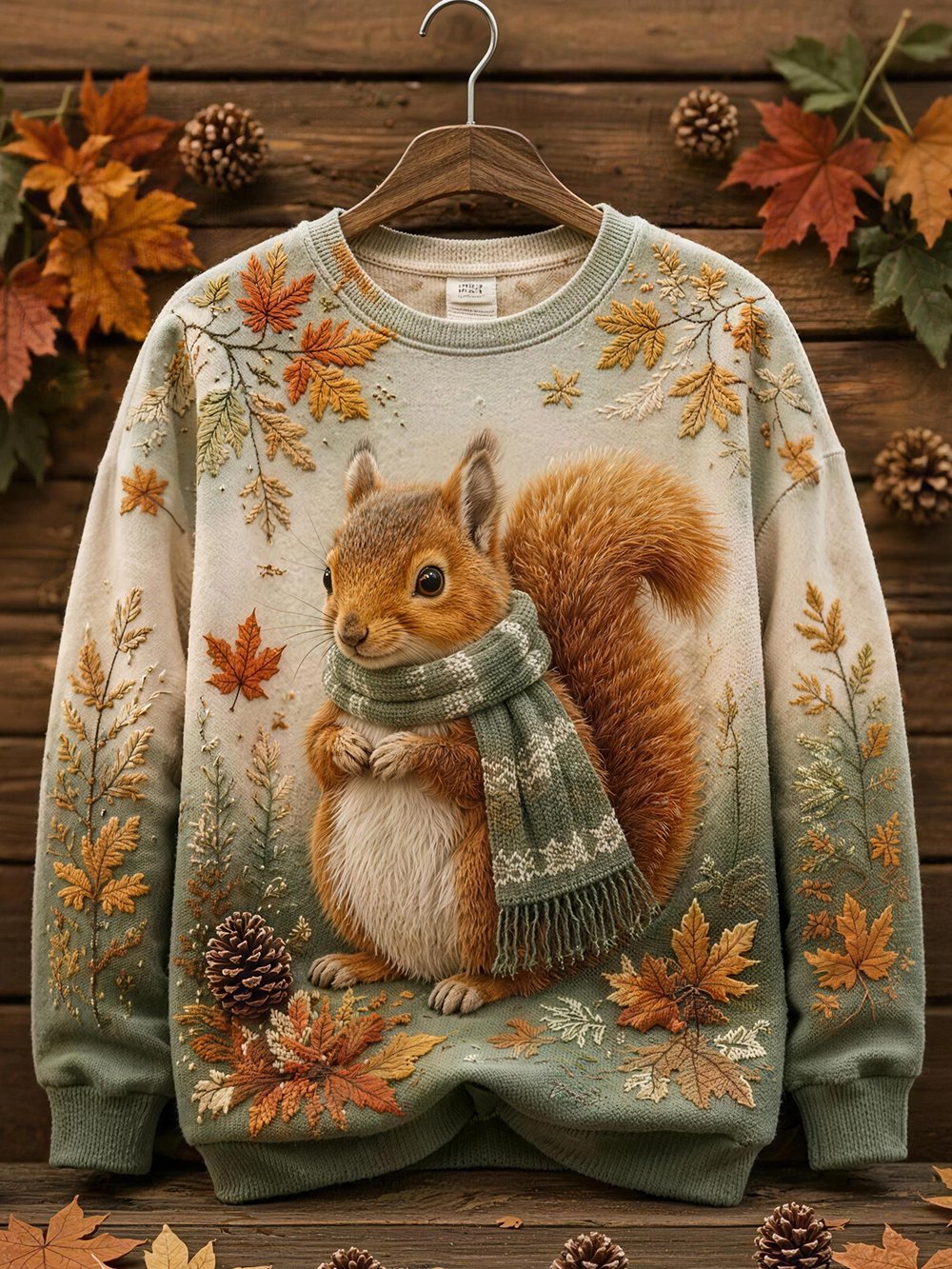 Women's Autumn Animal Print Crew Neck Long-Sleeve T-Shirt