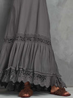 Vintage Lace-trimmed Cotton And Linen Maxi Dress