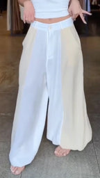 Panel High Waist Wide Leg Trousers