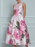 Blossoming Romance Lustrous Floral A-Line Midi Dress