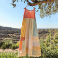 Vintage Floral Patchwork Art Linen Tank Dress cd12