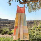 Vintage Floral Patchwork Art Linen Tank Dress cd12