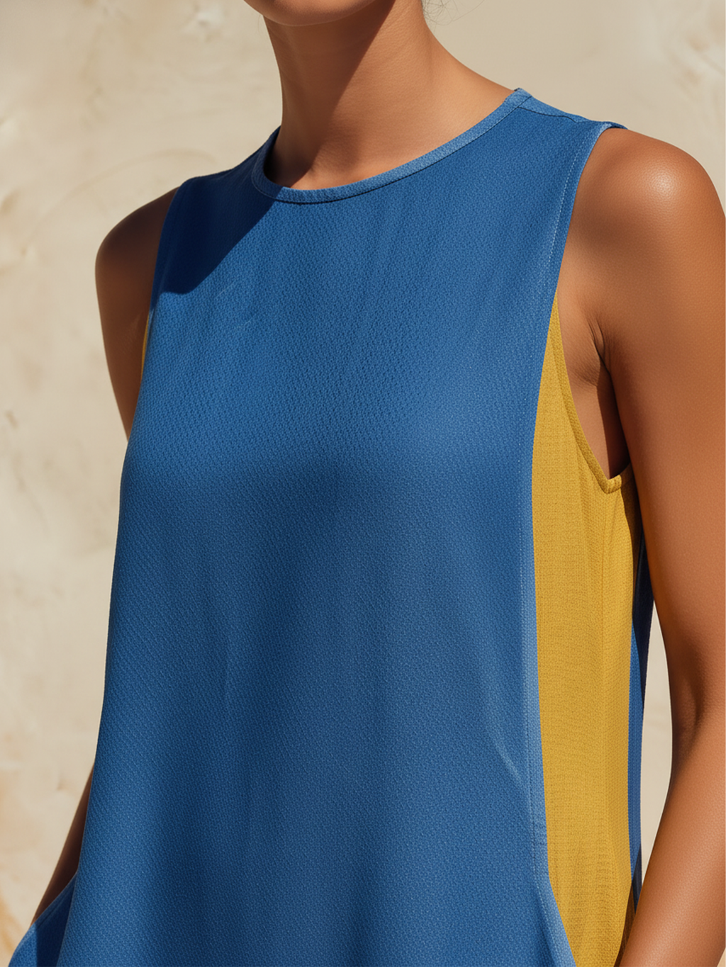 Blue & Yellow Colorblock Sleeveless Maxi Dress