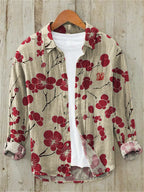 Cherry Blossom Japanese Lino Art Linen Blend Shirt