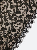 Black Lace Embroidery Sheer Mesh V Neck Sleeveless Wrap Sheath Maxi Dress