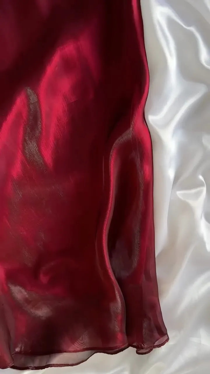 Burgundy Satin Slip Maxi Dress
