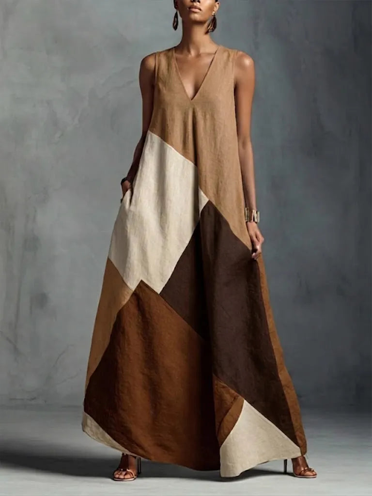 Casual & Stylish Color-block Sleeveless Maxi Dress