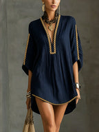Black Deep V-Neck Mini Dress