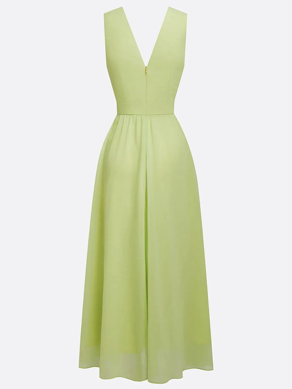 Light Green Applique Chiffon V Neck Sleeveless A-Line Maxi Dress