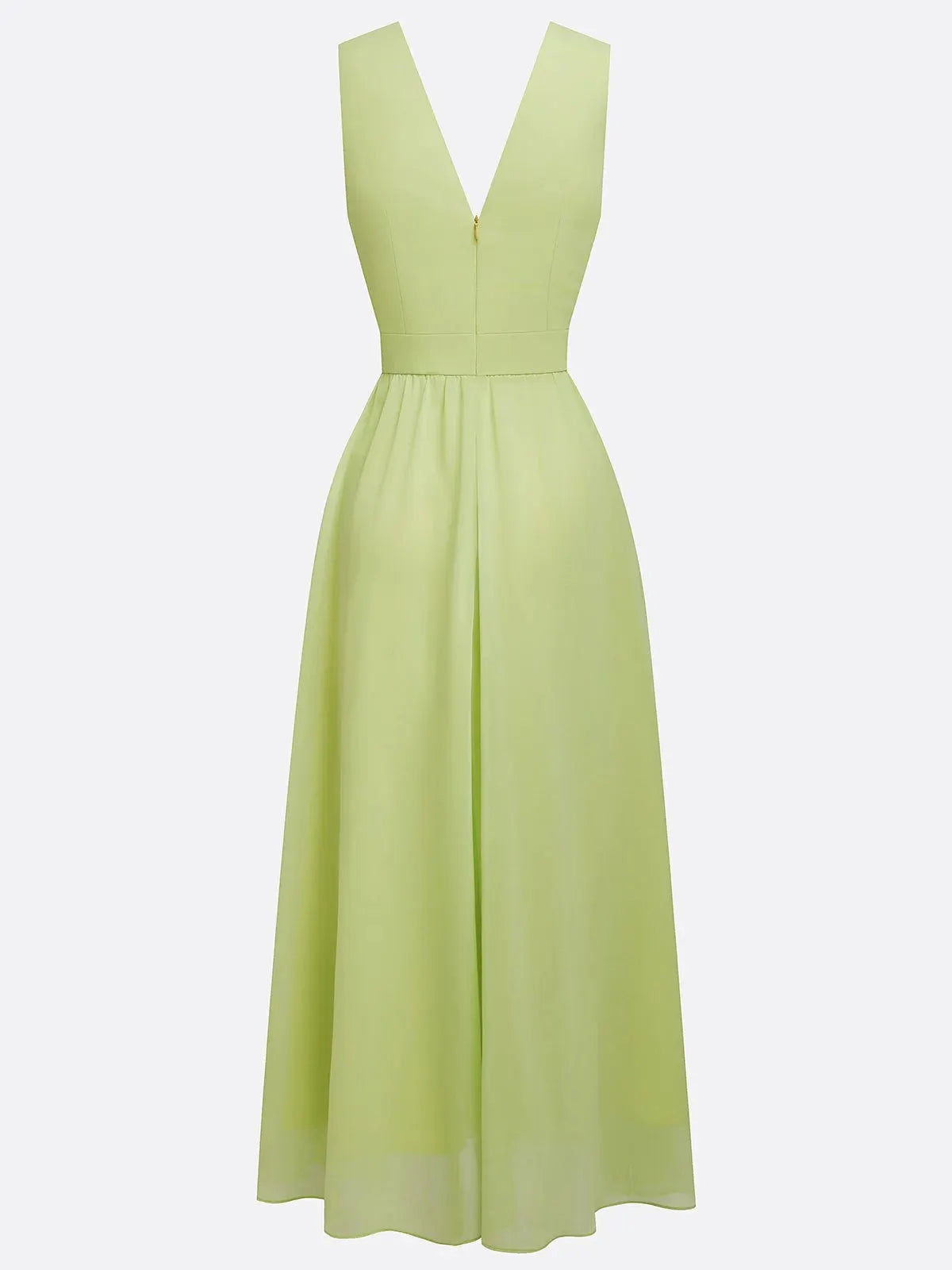 Light Green Applique Chiffon V Neck Sleeveless A-Line Maxi Dress