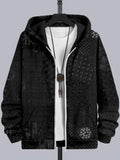 Men's Japanese Traditional Sashiko Art Comfy Full Zip Hoodie
