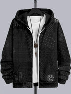 Men's Japanese Traditional Sashiko Art Comfy Full Zip Hoodie