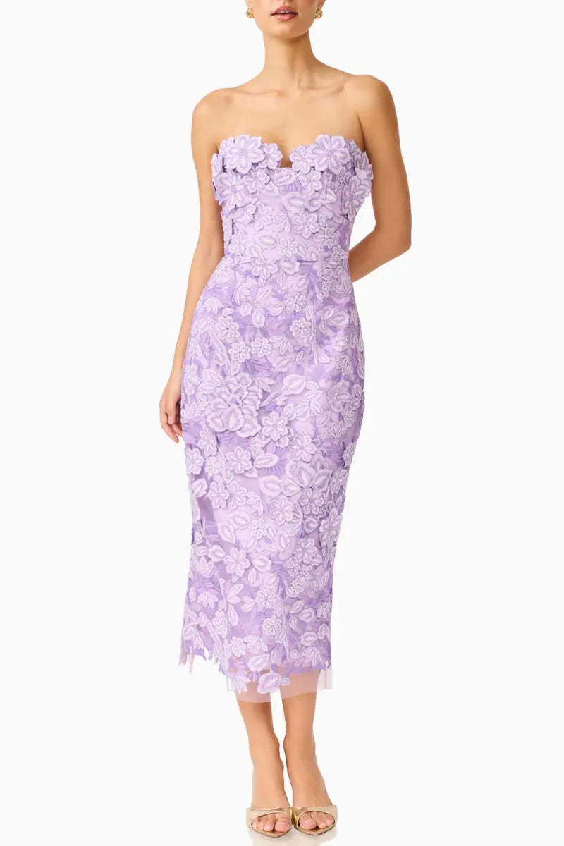3D Floral Midi Bodycon Dress