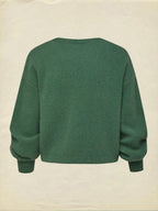 Wool Cardigan, Long Sleeves, Plain, Vintage, Green