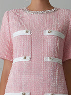 Chic Pink Tweed Mini Dress