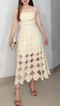 Geometric Cutout Spaghetti Strap Midi Dress