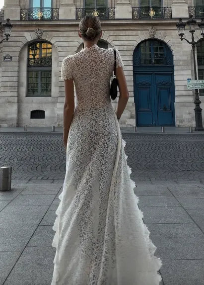 Lace High Low Maxi Longline Top