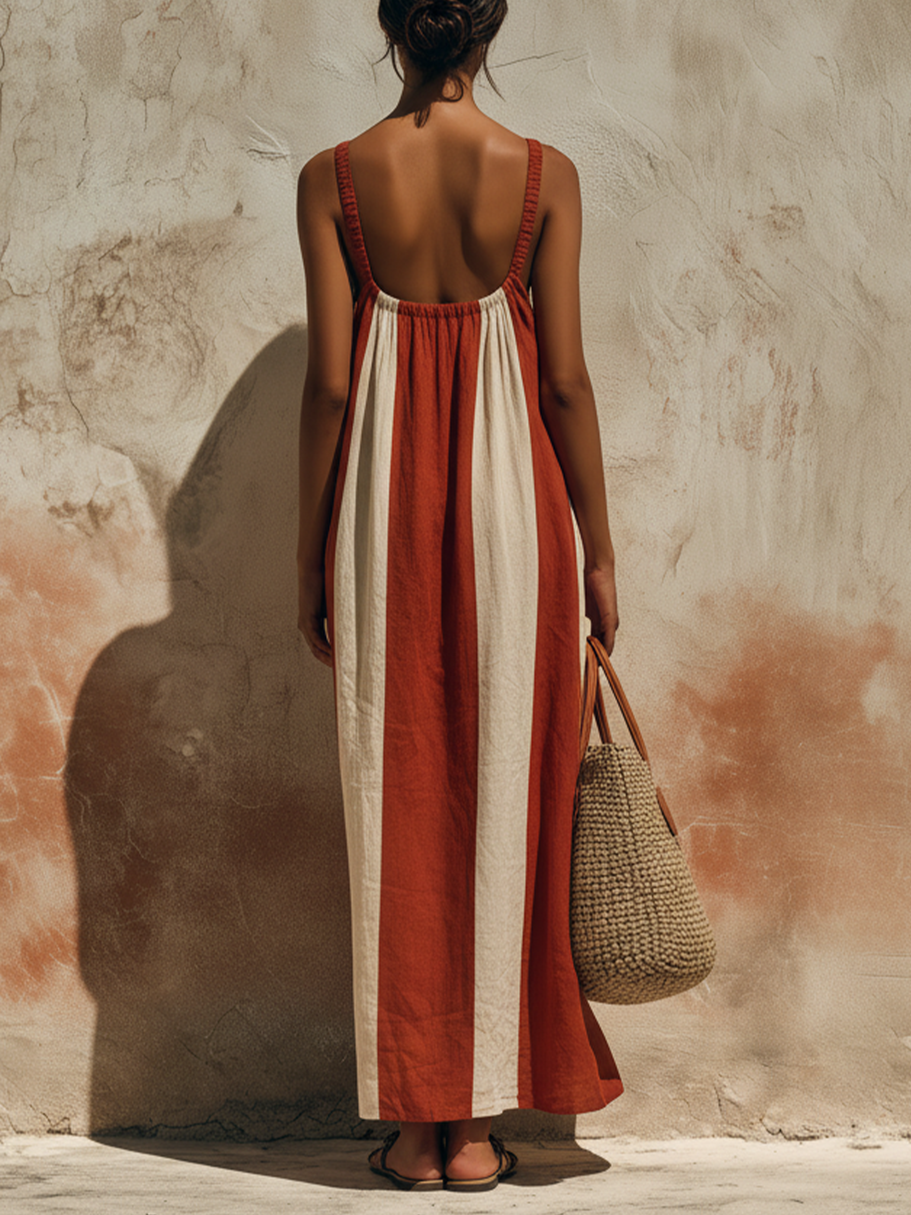 Sleeveless Striped Linen Maxi Dress — Casual & Relaxed Resort Style