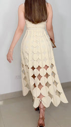 Geometric Cutout Spaghetti Strap Midi Dress