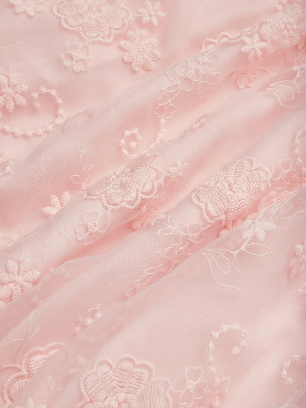 Light Pink Bow Embroidery Classic V Neck Sleeveless A-Line Midi Dress With Pockets