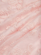 Light Pink Bow Embroidery Classic V Neck Sleeveless A-Line Midi Dress With Pockets