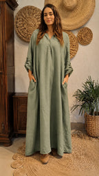Terracotta Long Linen Cover-Up Dress